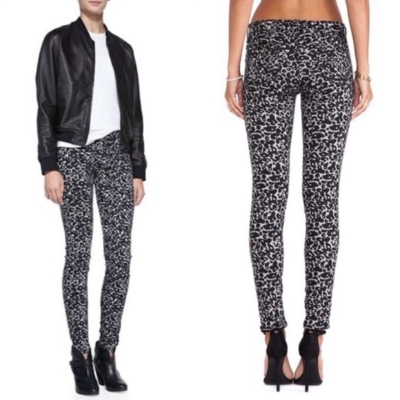 Rag & Bone Jeans Womens Size 27 Skinny Stretch Low Rise Leopard Print Made InUSA - Picture 1 of 9